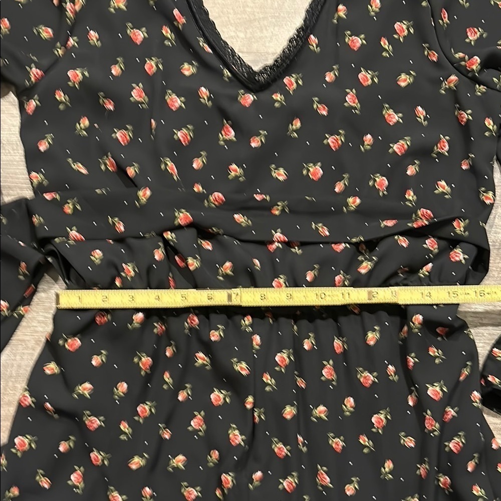 Disney Princess Floral Black rose Long Sleeve shorts Romper with belt Size XL - Picture 10 of 15